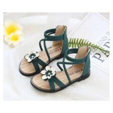 Sandale  Cu Barete Si Floare Aplicata - Piele ecologica - Casual - Piele ecologica - Fete - Verde