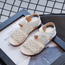 Sandale  Cu Plasa Crosetata - Uni - Casual - Fete - Textil - Alb -