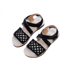 Sandale  Cu Plasa Crosetata - Uni - Casual - Fete - Textil - Negru