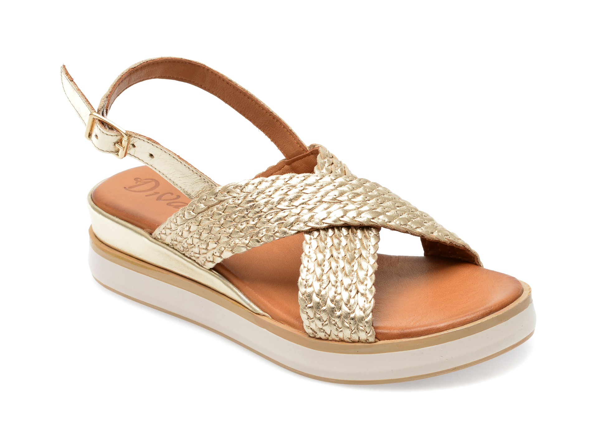 Sandale DIVAS aurii, 1330715, din piele naturala 1 Sandale DIVAS aurii