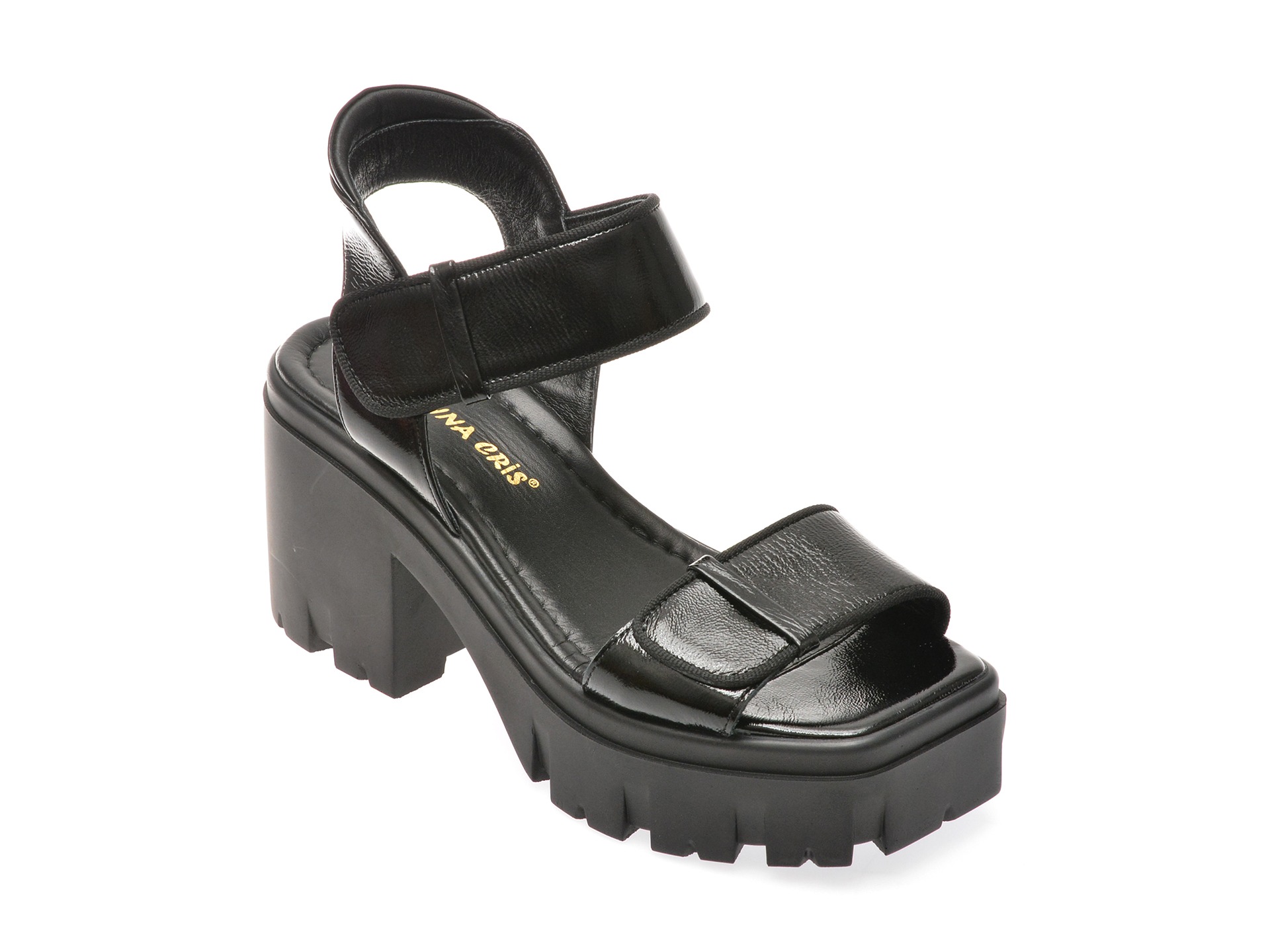 Sandale DONNA CRIS negre, 49643, din piele naturala lacuita 1 Sandale DONNA CRIS negre