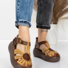 Sandale Dama cu Platforma 10682 Galben-Maro | Advancer