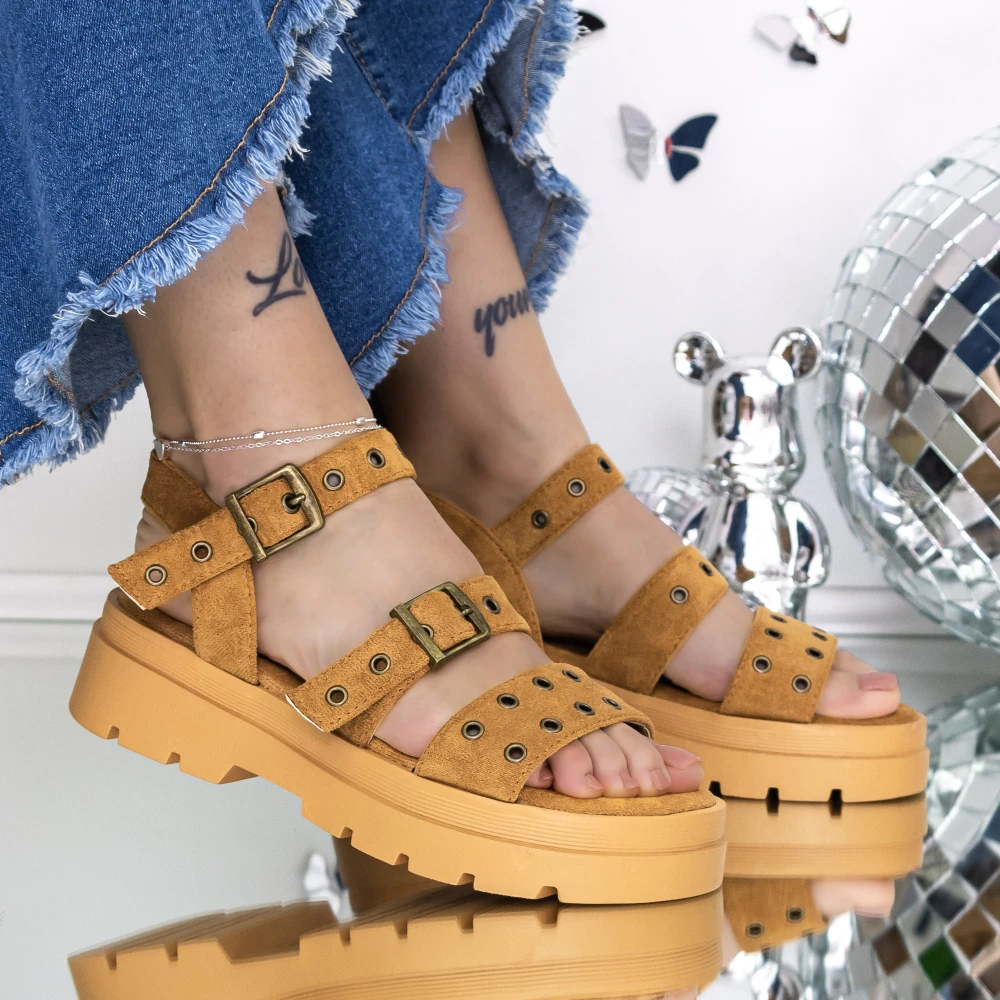 Sandale Dama cu Platforma 3LE62 Maro deschis | Mei 1 Sandale Dama cu Platforma 3LE62 Maro deschis | Mei