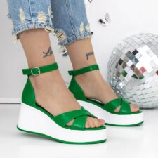 Sandale Dama cu Platforma 3Y12 Verde | Mei