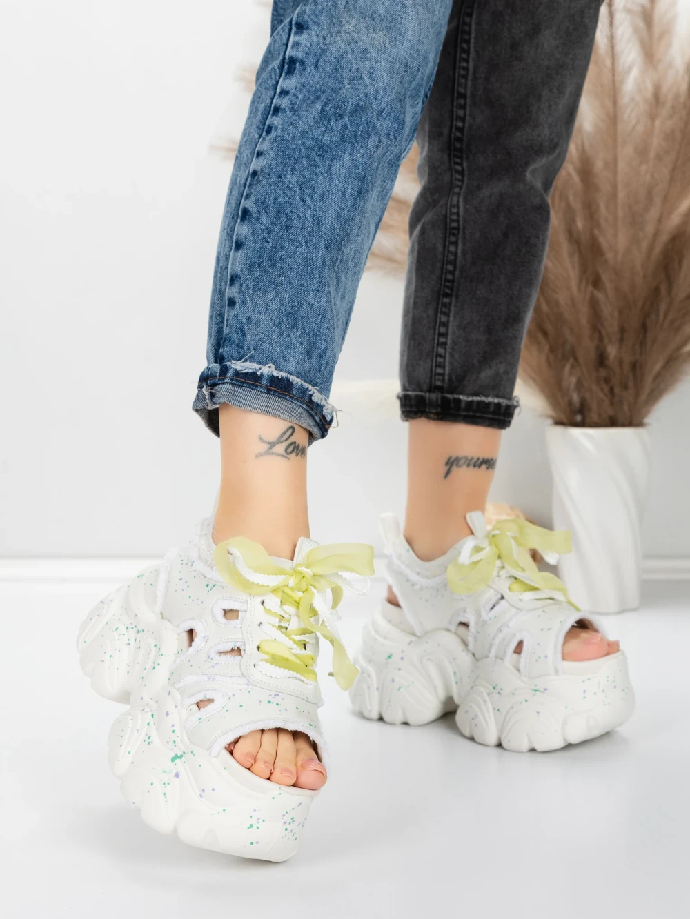 Sandale Dama cu Platforma 569-76 Alb | Mei 1 Sandale Dama cu Platforma 569-76 Alb | Mei