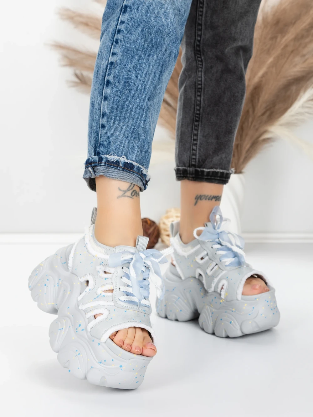 Sandale Dama cu Platforma 569-76 Gri | Mei 1 Sandale Dama cu Platforma 569-76 Gri | Mei