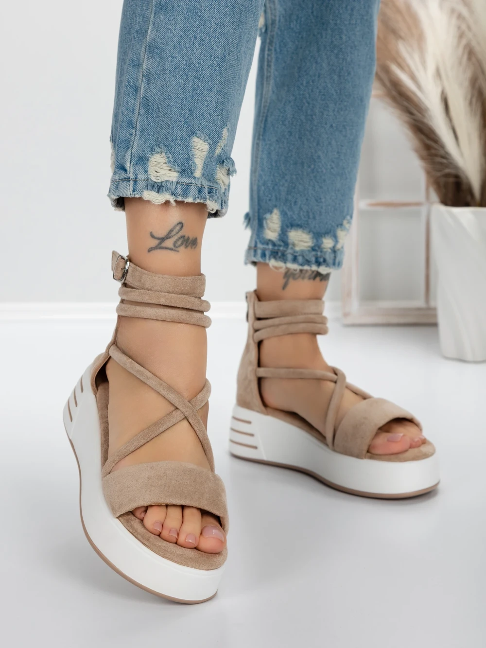 Sandale Dama cu Platforma 5GZ10 Bej | Mei 1 Sandale Dama cu Platforma 5GZ10 Bej | Mei