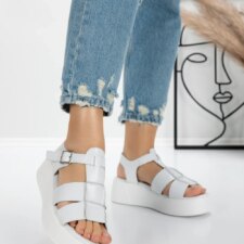 Sandale Dama cu Platforma 5GZ11 Alb | Mei