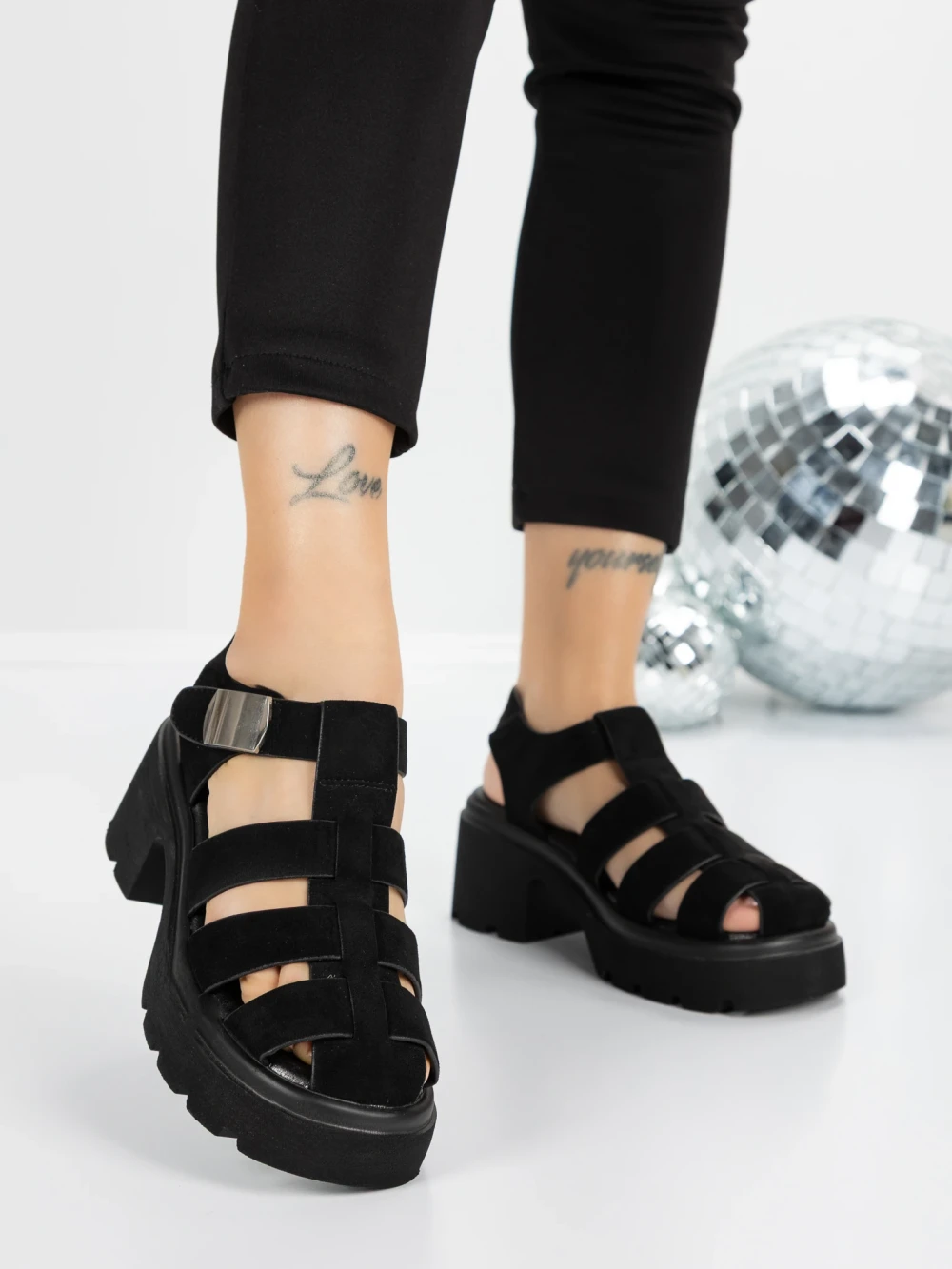 Sandale Dama cu Platforma 5GZ25 Negru Catifea | Mei 1 Sandale Dama cu Platforma 5GZ25 Negru Catifea | Mei