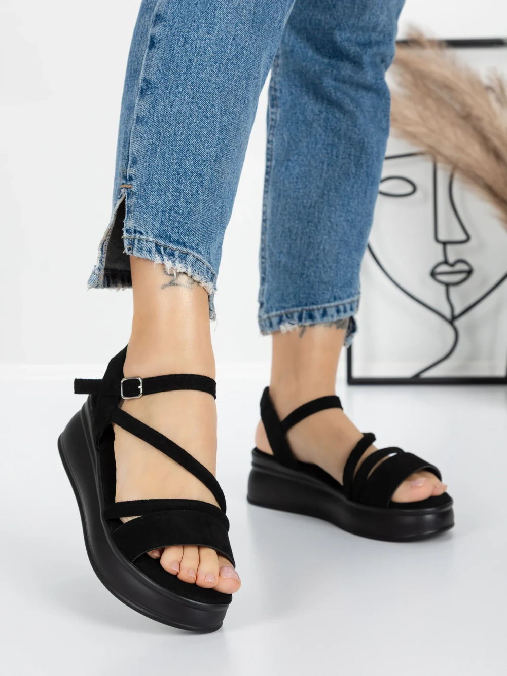 Sandale Dama cu Platforma 5H18 Negru | Mei 1 Sandale Dama cu Platforma 5H18 Negru | Mei