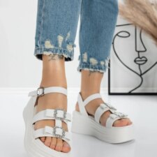 Sandale Dama cu Platforma 5H27 Alb | Mei