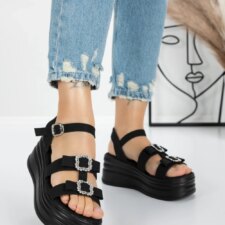 Sandale Dama cu Platforma 5H27 Negru | Mei