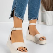 Sandale Dama cu Platforma 5H8 Bej | Mei