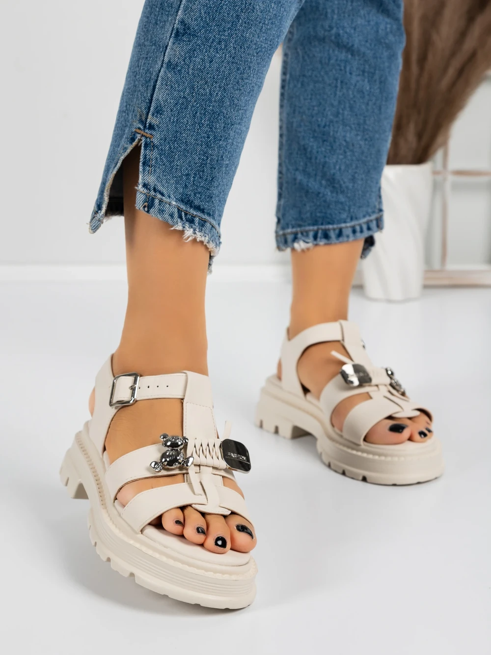 Sandale Dama cu Platforma 5HXS10 Bej | Mei 1 Sandale Dama cu Platforma 5HXS10 Bej | Mei