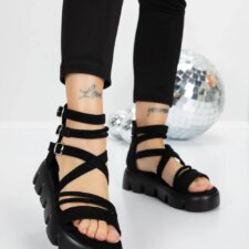 Sandale Dama cu Platforma 5HXS16 Negru | Mei