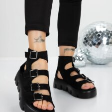 Sandale Dama cu Platforma 5HXS17 Negru | Mei