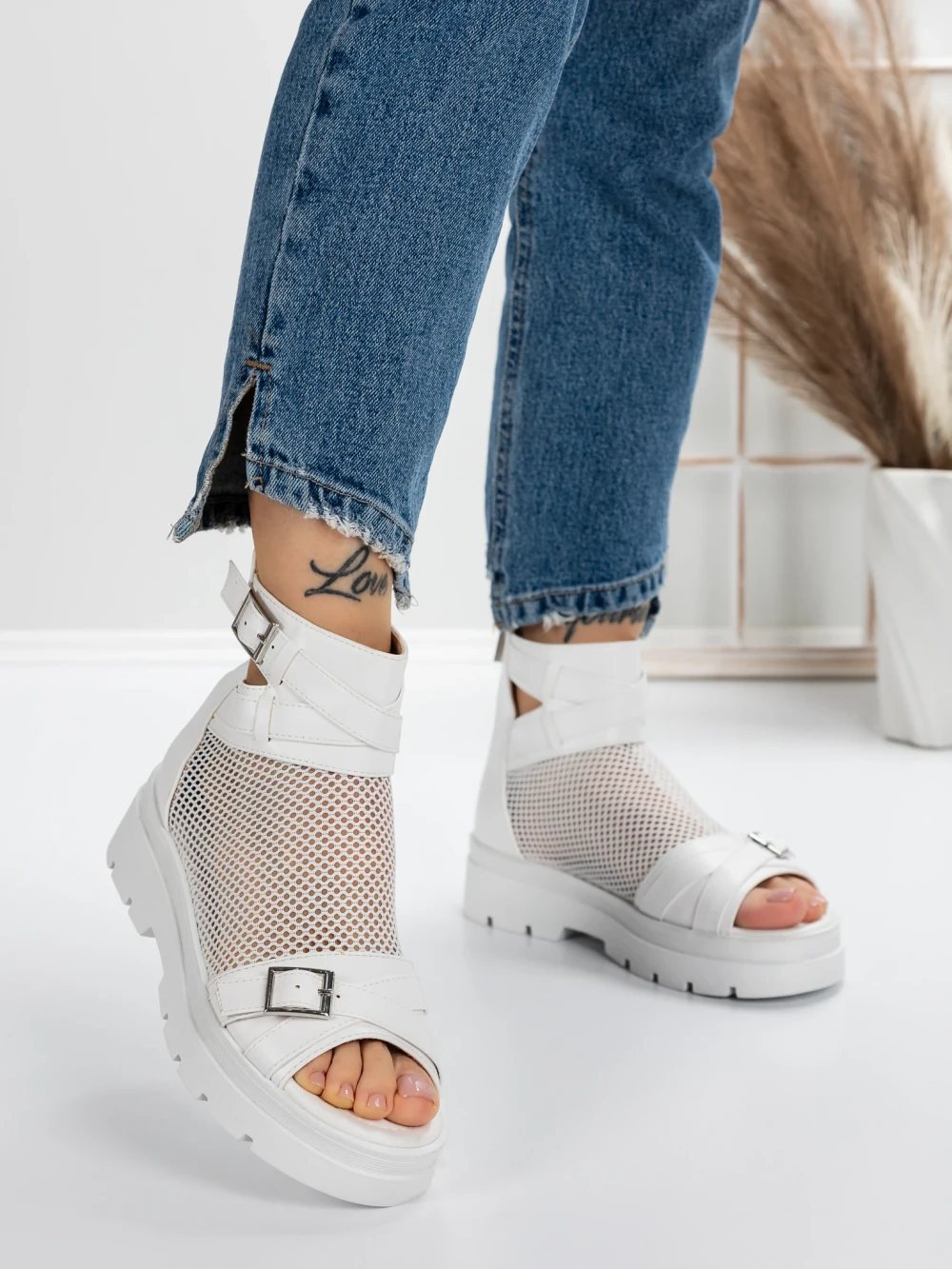 Sandale Dama cu Platforma 5HXS5 Alb | Mei 1 Sandale Dama cu Platforma 5HXS5 Alb | Mei