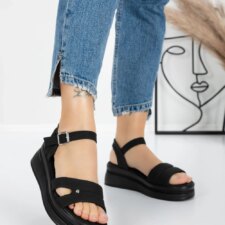 Sandale Dama cu Platforma 5HXS7 Negru | Mei