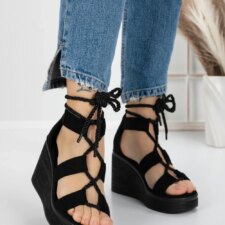 Sandale Dama cu Platforma 5SY12 Negru | Mei