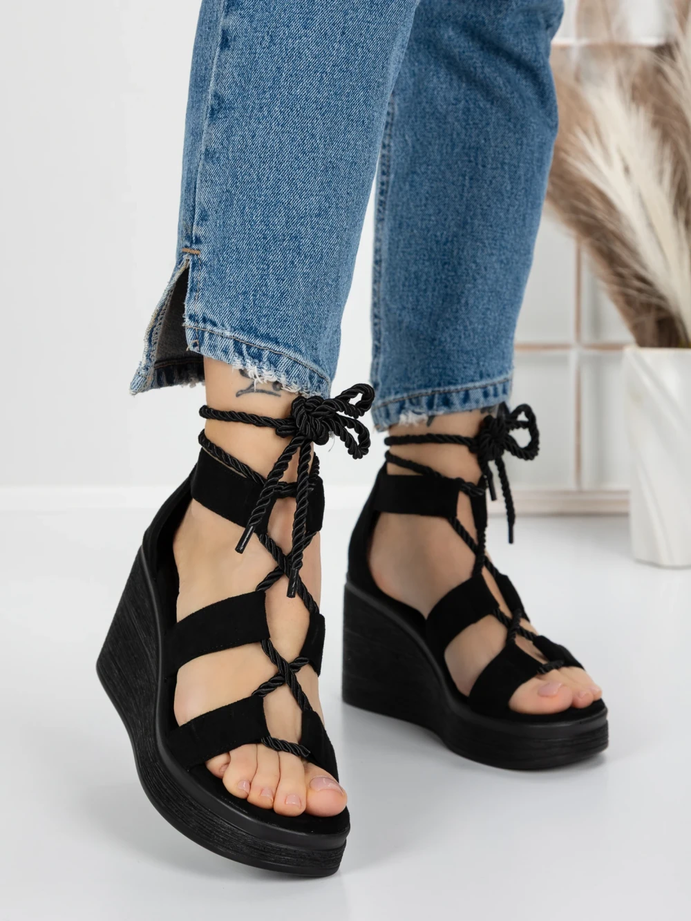 Sandale Dama cu Platforma 5SY12 Negru | Mei 1 Sandale Dama cu Platforma 5SY12 Negru | Mei