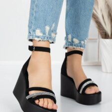 Sandale Dama cu Platforma 5SY15 Negru | Mei