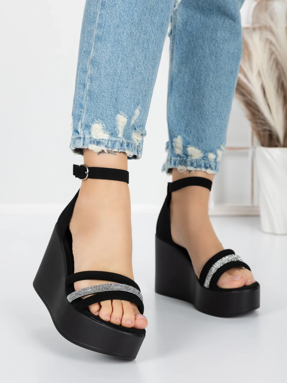 Sandale Dama cu Platforma 5SY15 Negru | Mei 1 Sandale Dama cu Platforma 5SY15 Negru | Mei