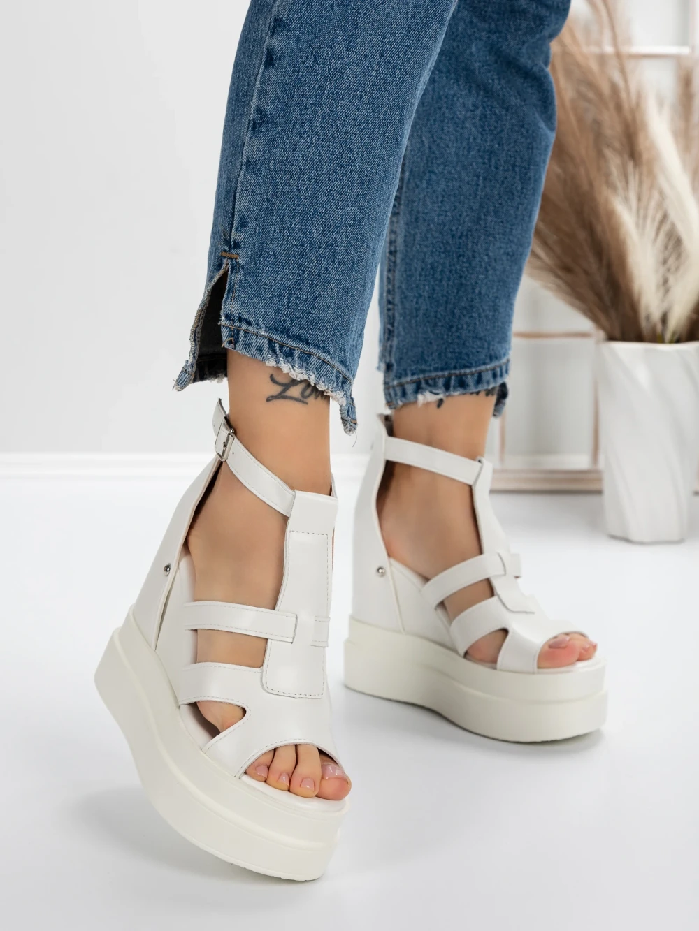 Sandale Dama cu Platforma 5WL13 Alb | Mei 1 Sandale Dama cu Platforma 5WL13 Alb | Mei