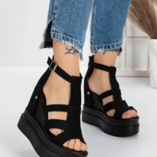 Sandale Dama cu Platforma 5WL13 Negru | Mei