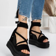 Sandale Dama cu Platforma 5WL15 Negru | Mei