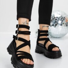Sandale Dama cu Platforma 5WL17 Negru | Mei