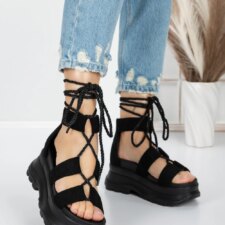 Sandale Dama cu Platforma 5WL26 Negru | Mei