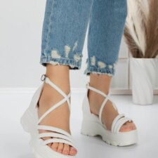 Sandale Dama cu Platforma 5WL28 Alb | Mei