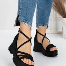 Sandale Dama cu Platforma 5WL28 Negru | Mei