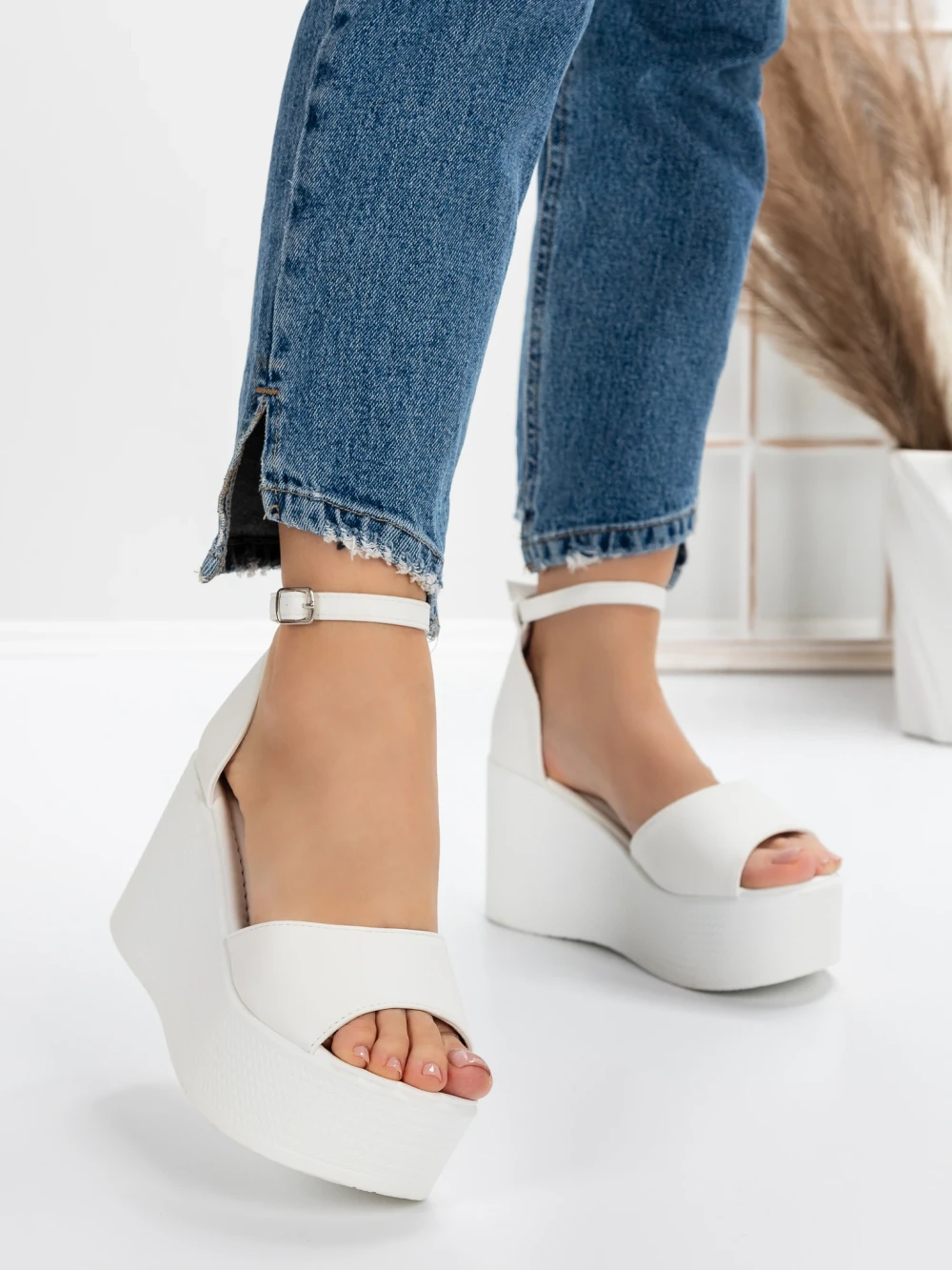 Sandale Dama cu Platforma 5WL7 Alb | Mei 1 Sandale Dama cu Platforma 5WL7 Alb | Mei