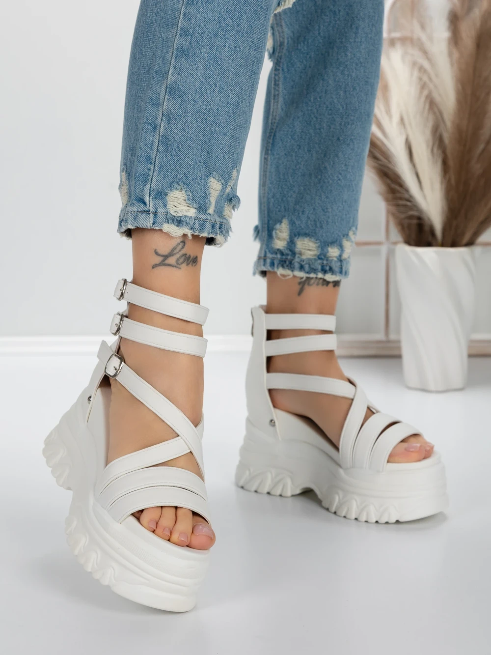 Sandale Dama cu Platforma 5WL9 Alb | Mei 1 Sandale Dama cu Platforma 5WL9 Alb | Mei