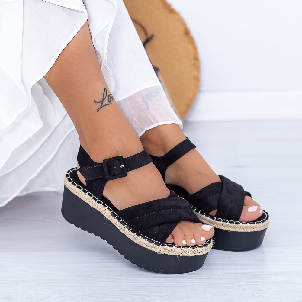 Sandale Dama cu Platforma KMD1 Negru | Mei 1 Sandale Dama cu Platforma KMD1 Negru | Mei