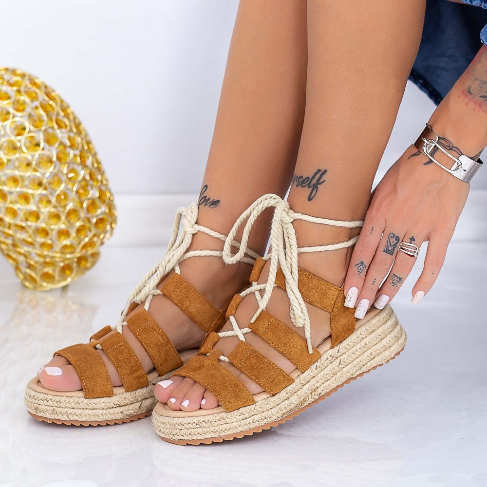 Sandale Dama cu Platforma LE220 Maro deschis | Mei 1 Sandale Dama cu Platforma LE220 Maro deschis | Mei