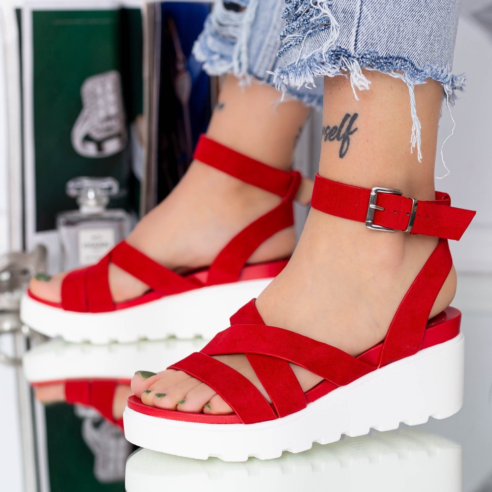 Sandale Dama cu Platforma LM339 Rosu | Mei 1 Sandale Dama cu Platforma LM339 Rosu | Mei