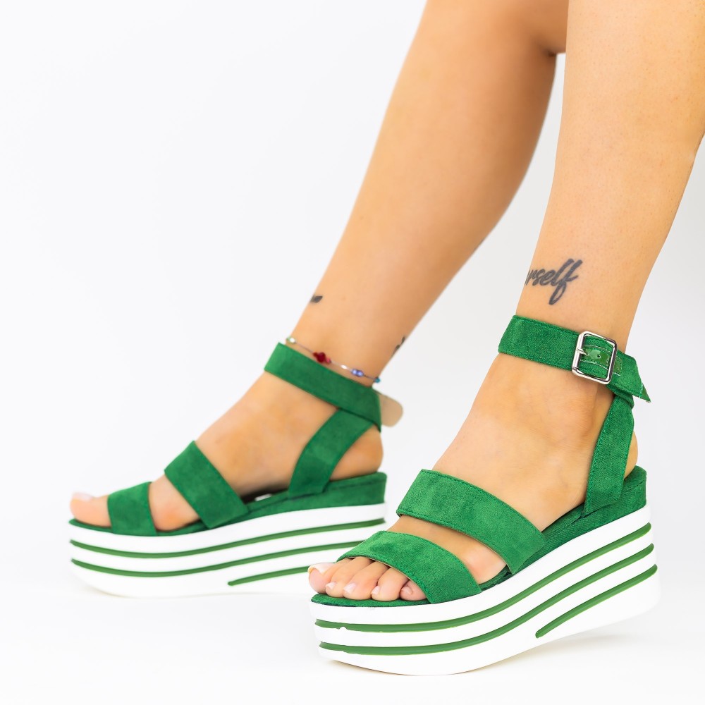 Sandale Dama cu Platforma LM356 Verde | Mei 1 Sandale Dama cu Platforma LM356 Verde | Mei
