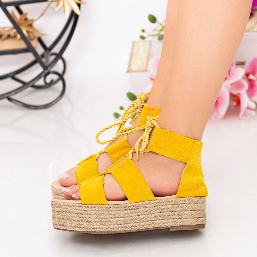 Sandale Dama cu Platforma OM5360 Yellow | Small Swan 1 Sandale Dama cu Platforma OM5360 Yellow | Small Swan