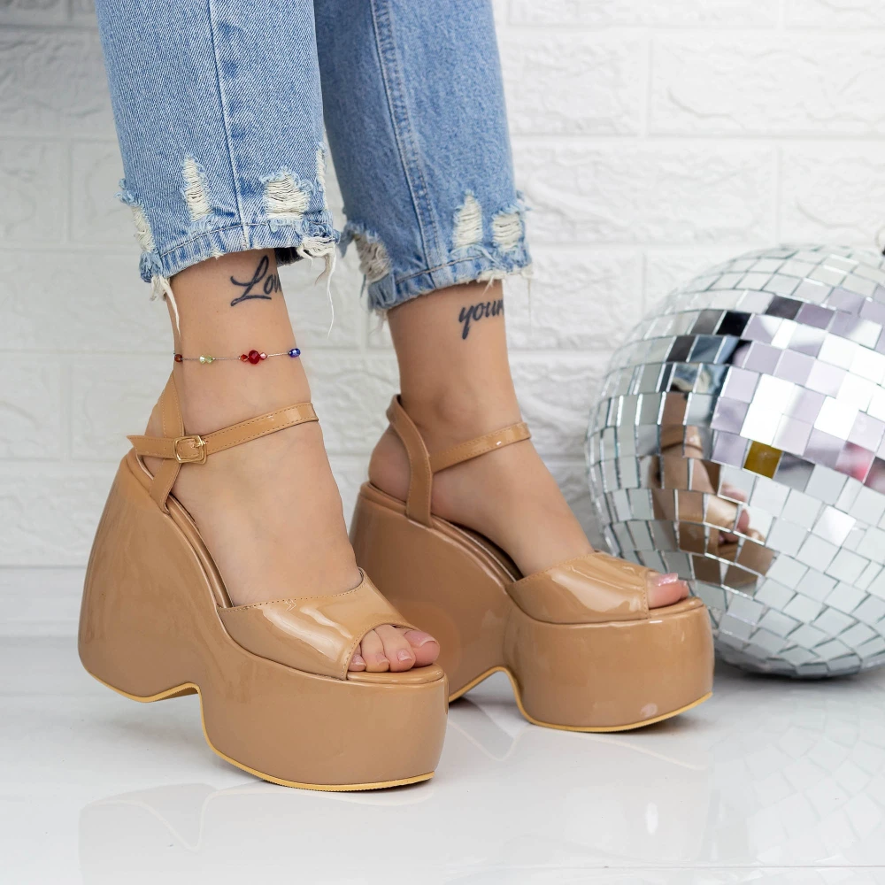 Sandale Dama cu Platforma TN-34 Bej Botinelli 1 Sandale Dama cu Platforma TN-34 Bej Botinelli