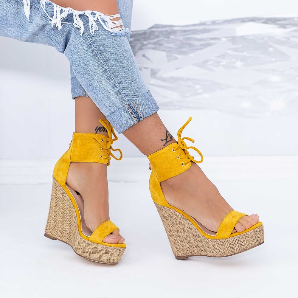 Sandale Dama cu Platforma XKK301 Galben | Mei 1 Sandale Dama cu Platforma XKK301 Galben | Mei
