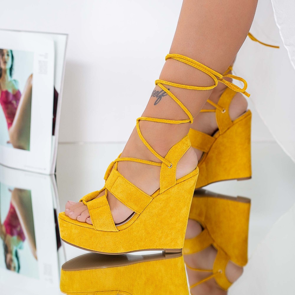 Sandale Dama cu Platforma XKK303 Galben | Mei 1 Sandale Dama cu Platforma XKK303 Galben | Mei