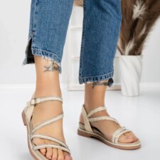 Sandale Dama cu Talpa Joasa 3AW309 Bej | Mei
