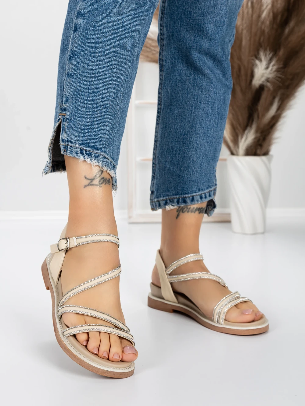 Sandale Dama cu Talpa Joasa 3AW309 Bej | Mei 1 Sandale Dama cu Talpa Joasa 3AW309 Bej | Mei