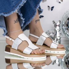 Sandale Dama cu Talpa Joasa 3GZ31 Alb | Mei