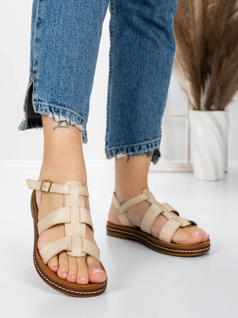 Sandale Dama cu Talpa Joasa 3GZ38 Bej | Mei 1 Sandale Dama cu Talpa Joasa 3GZ38 Bej | Mei