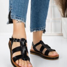 Sandale Dama cu Talpa Joasa 3GZ38 Negru | Mei