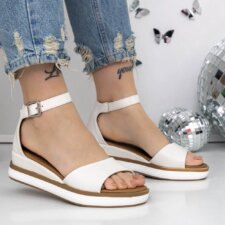 Sandale Dama cu Talpa Joasa 3GZ55 Alb | Mei