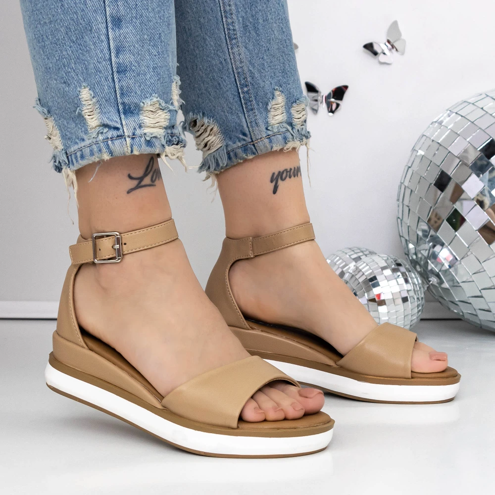 Sandale Dama cu Talpa Joasa 3GZ55 Bej | Mei 1 Sandale Dama cu Talpa Joasa 3GZ55 Bej | Mei